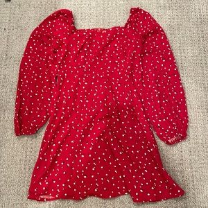 Shein 12-13 Y Red Mini Dress Long sleeves